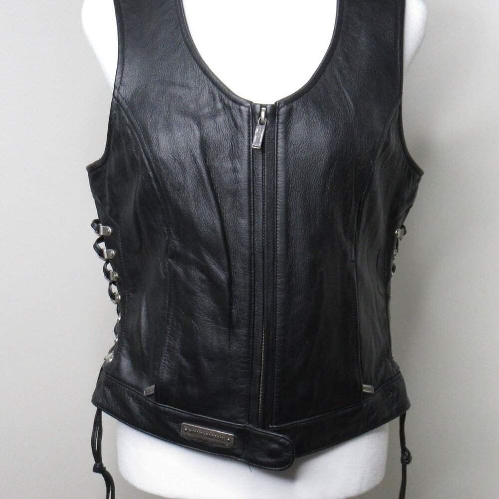 Harley-Davidson Black Leather Women's Vest - Size Small